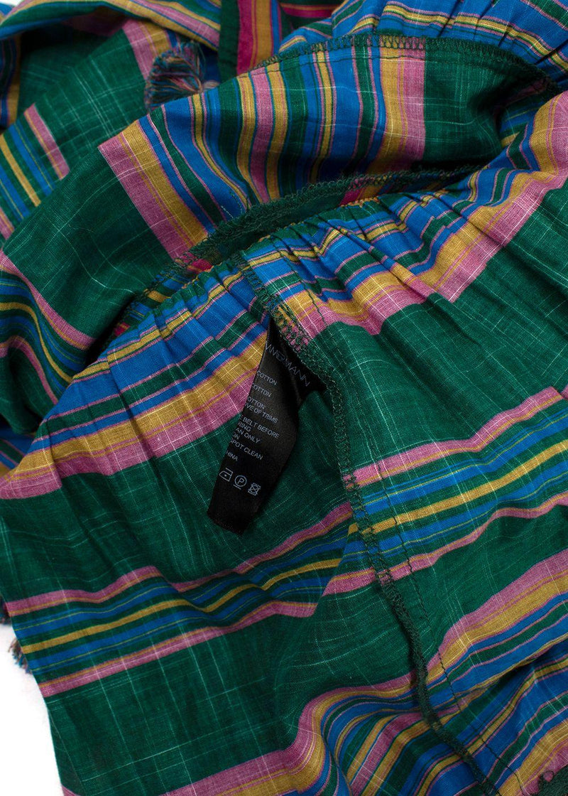 Zimmermann Dark Green Ruffled Striped Halterneck Maxi Dress
