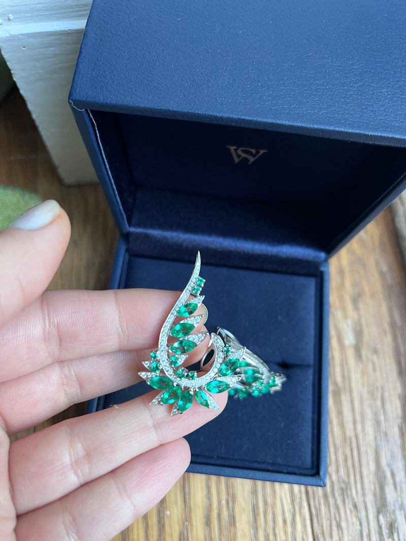 Stephen Webster Emerald and Diamond Plumage Earrings