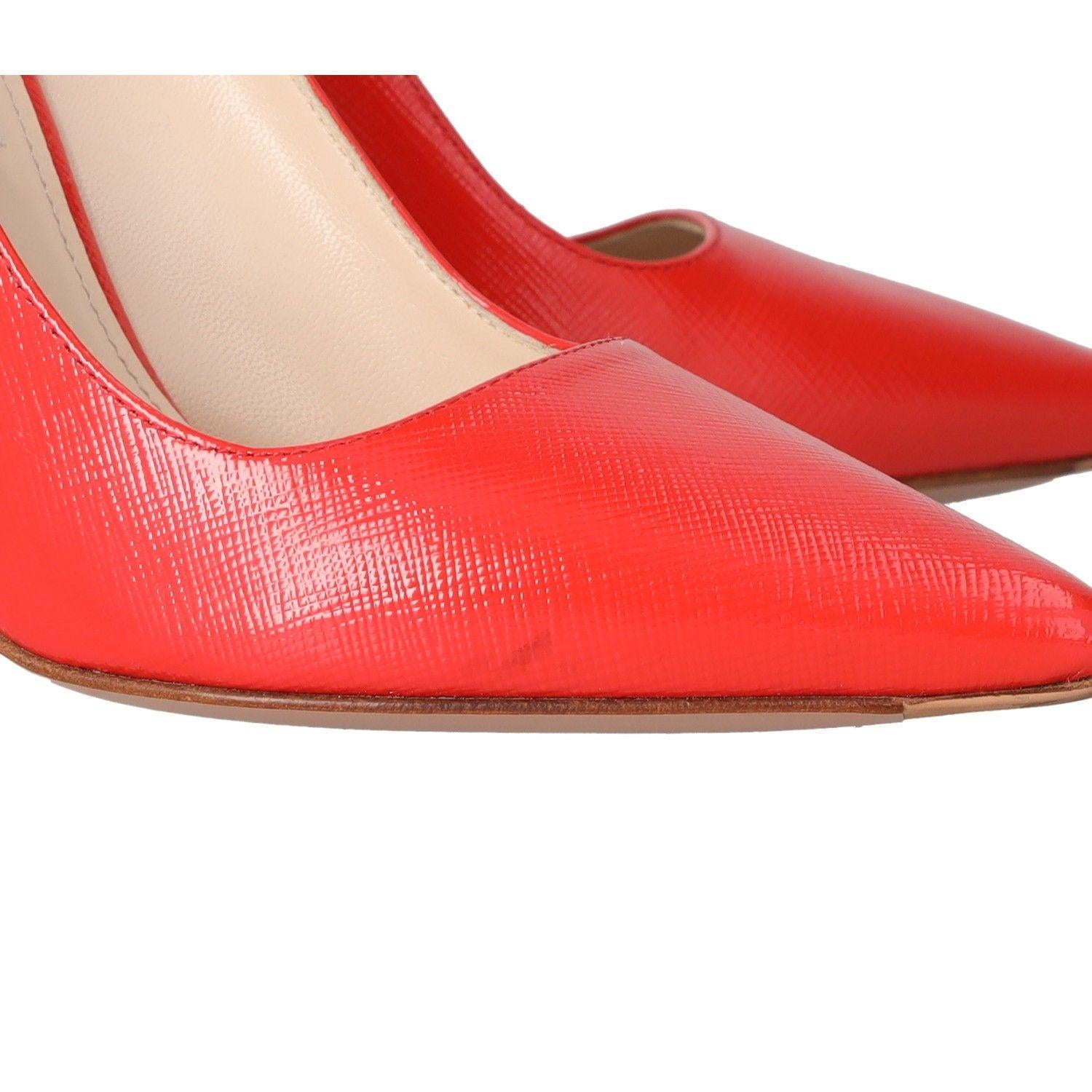 Prada Neon Pink Saffiano Leather Pointed-Toe Pumps