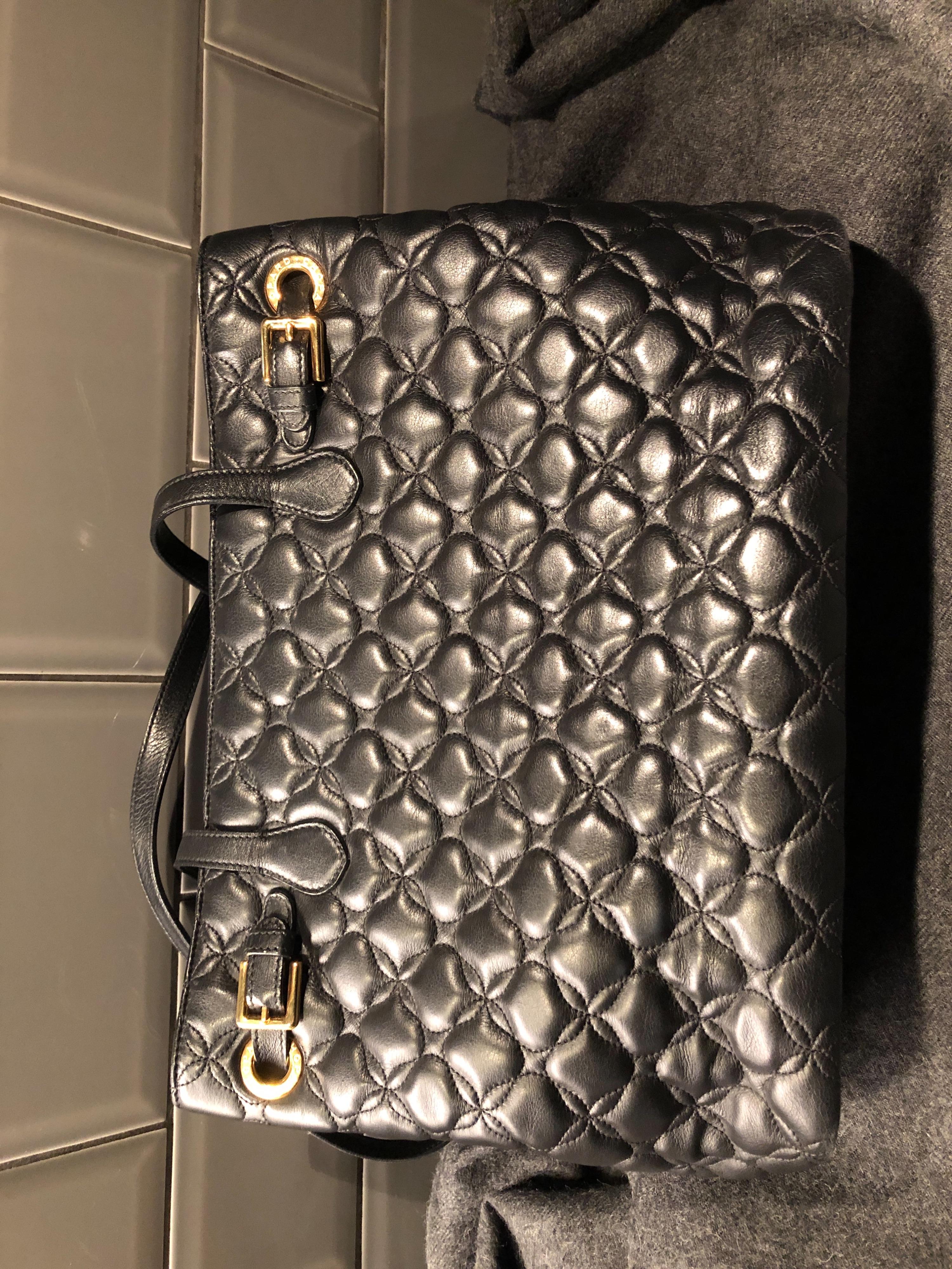 Black Quilted Leather Tote