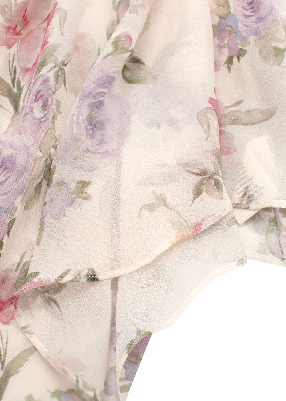 Love Shack Fancy Semi Sheer Silk Floral Printed Blouse