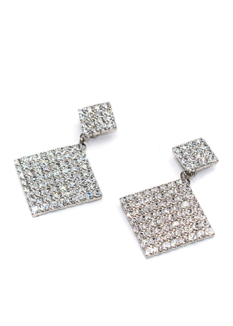 Alessandra Rich Large Crystal Square Clip on Earrings