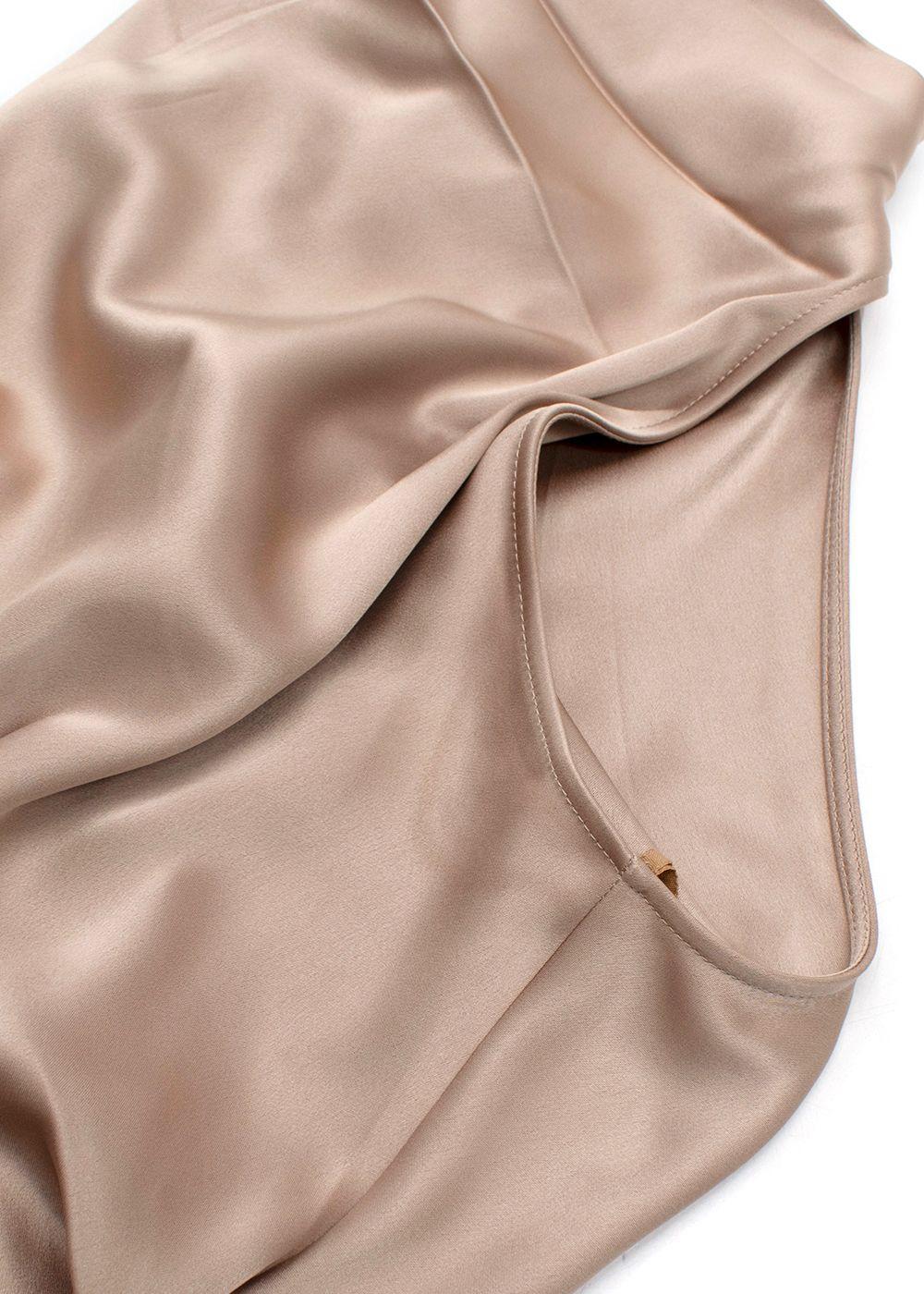 Nanushka Champagne Satin Midi Dress with Fringing