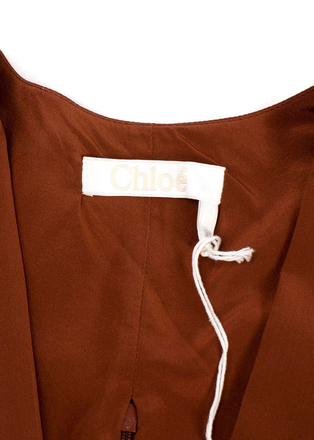 Chloe Wildwood Brown Silk V Neck Blouse