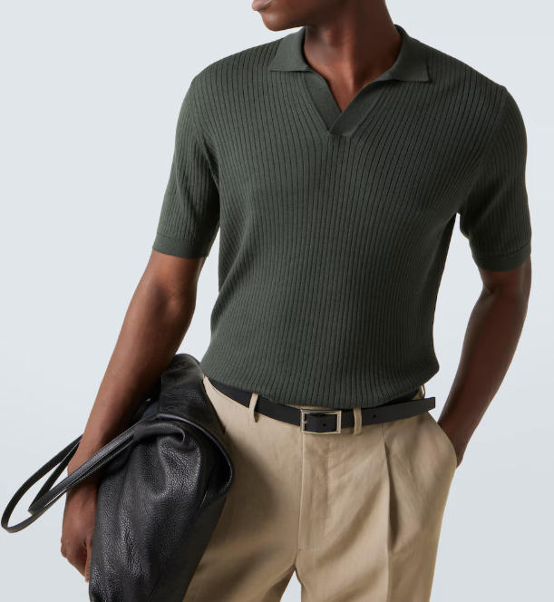 Sunspel Ribbed-knit Silk and Cotton Polo Shirt