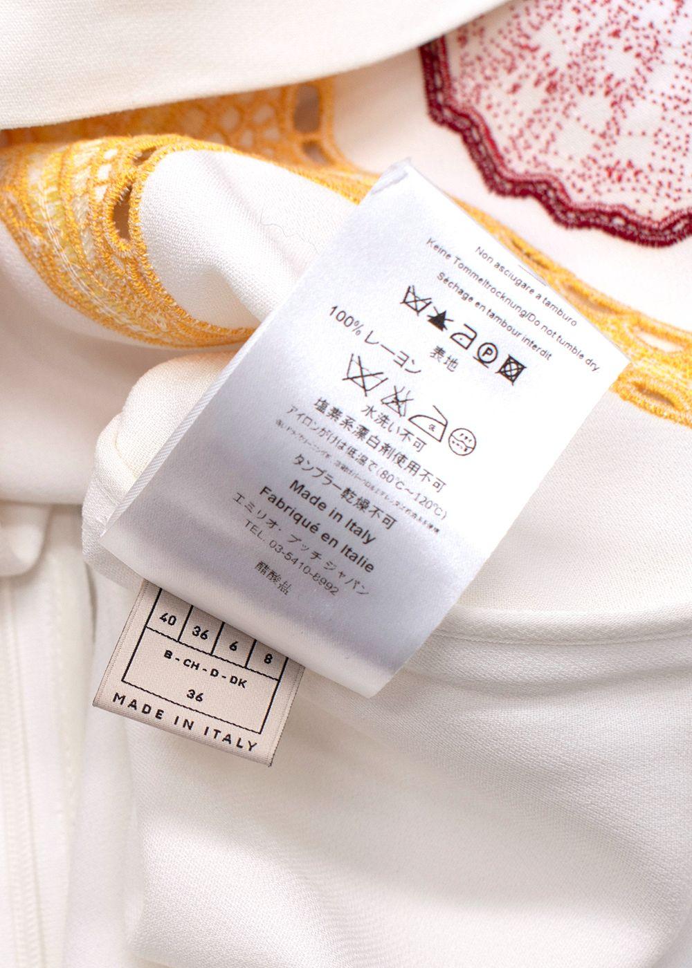 Emilio Pucci  Embroidered White Crepe Sleeveless Blouse