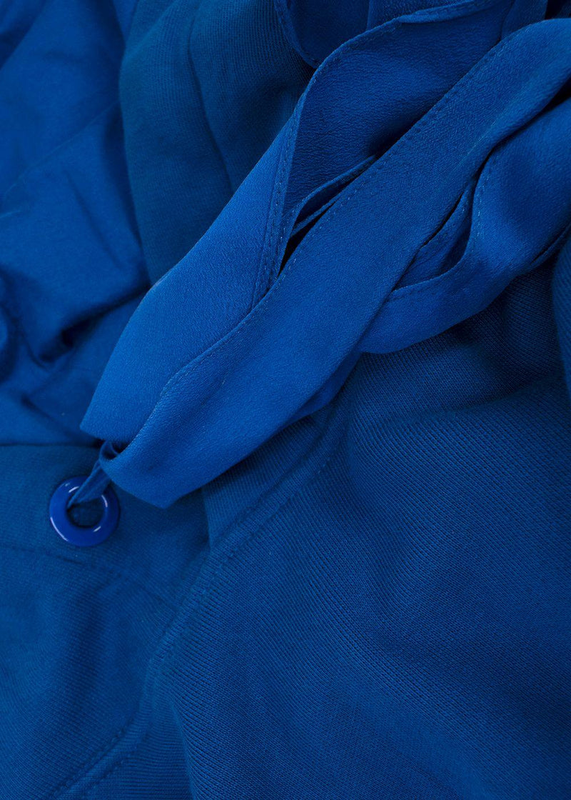 Givenchy Royal Blue Silk Tie Oversized Hoodie
