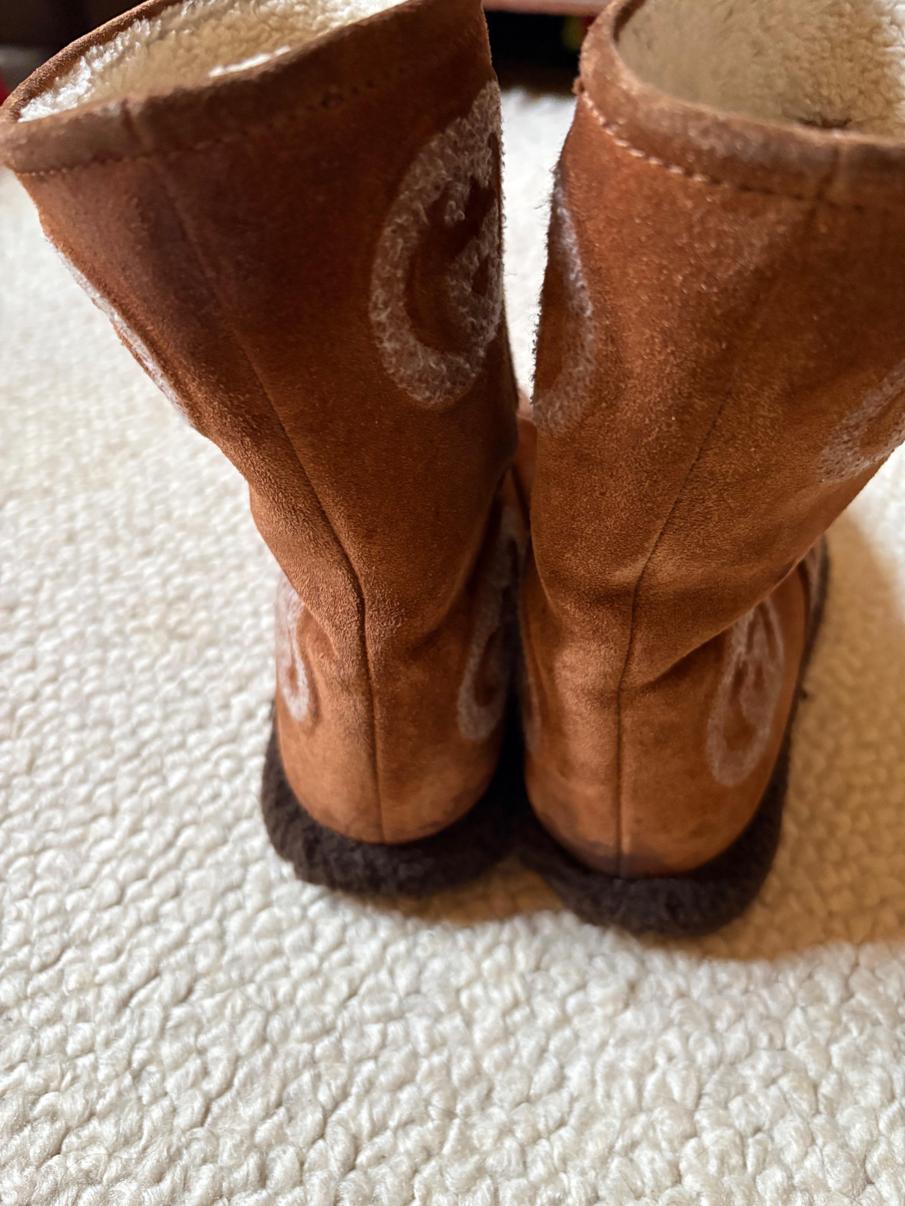 Gucci Tan Wuede/Wool GG Boots
