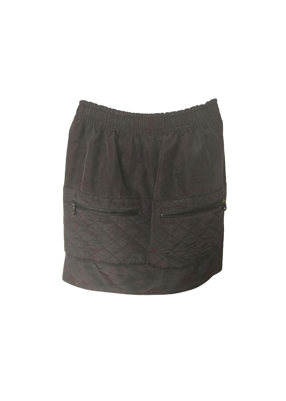 Quilted CC Logo Silk Skirt
