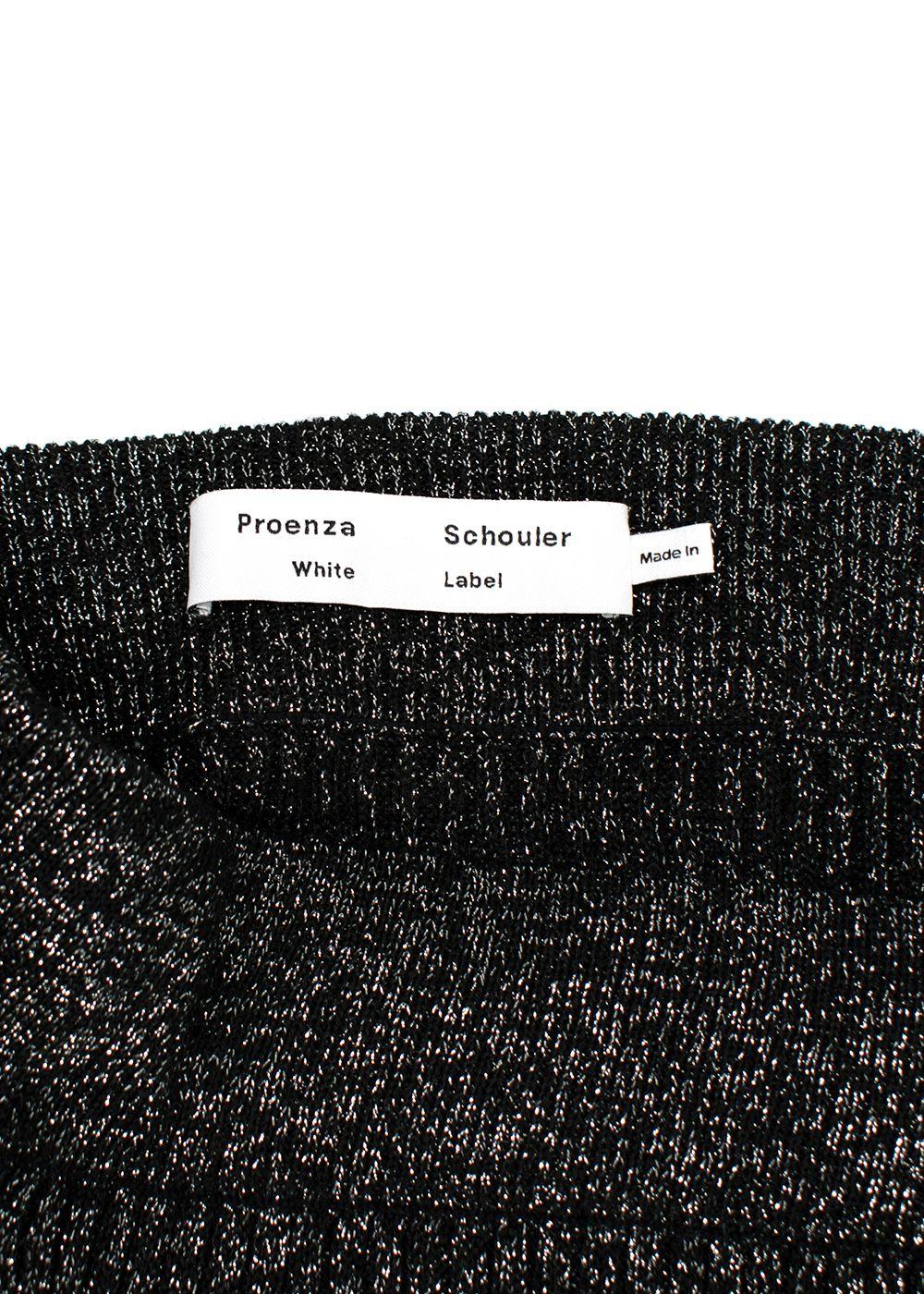 Proenza Schouler Black Metallic Ribbed Knit Midi Skirt