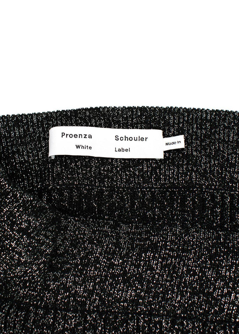 Proenza Schouler Black Metallic Ribbed Knit Midi Skirt