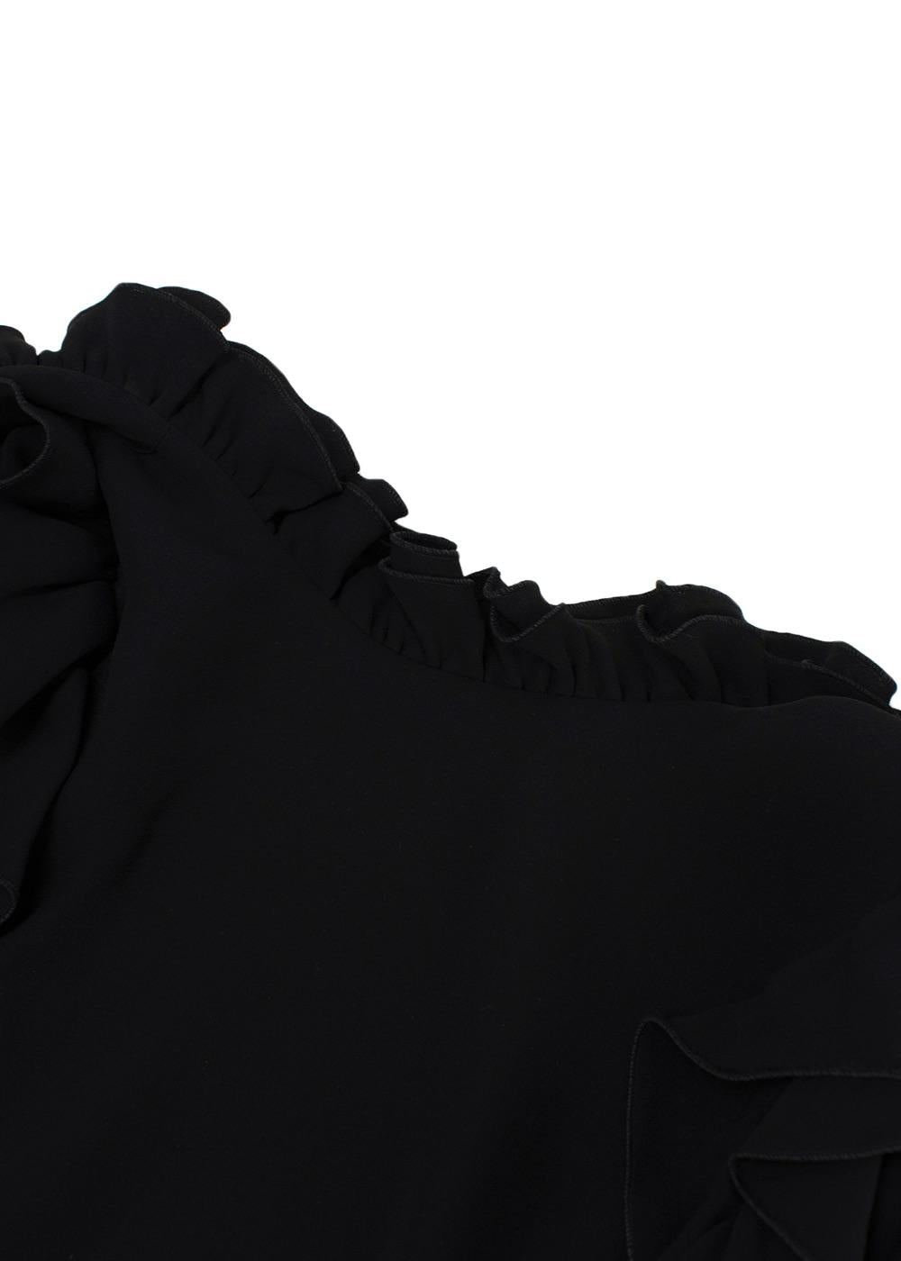 Balenciaga Black Ruffled Trimmed Mini Dress