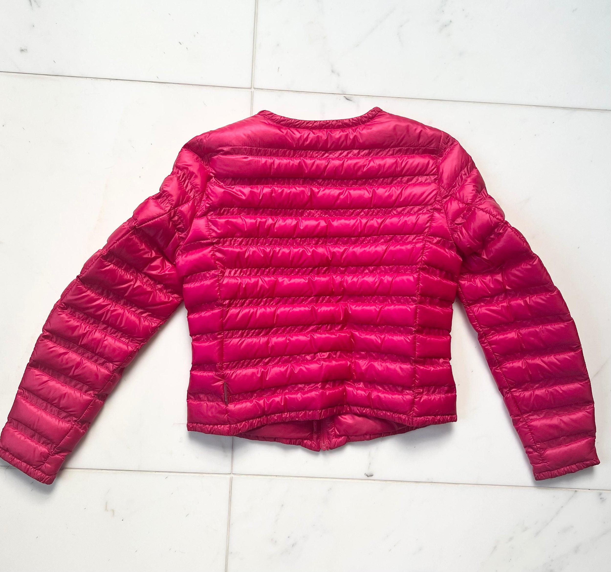 pink lightweight down jacket