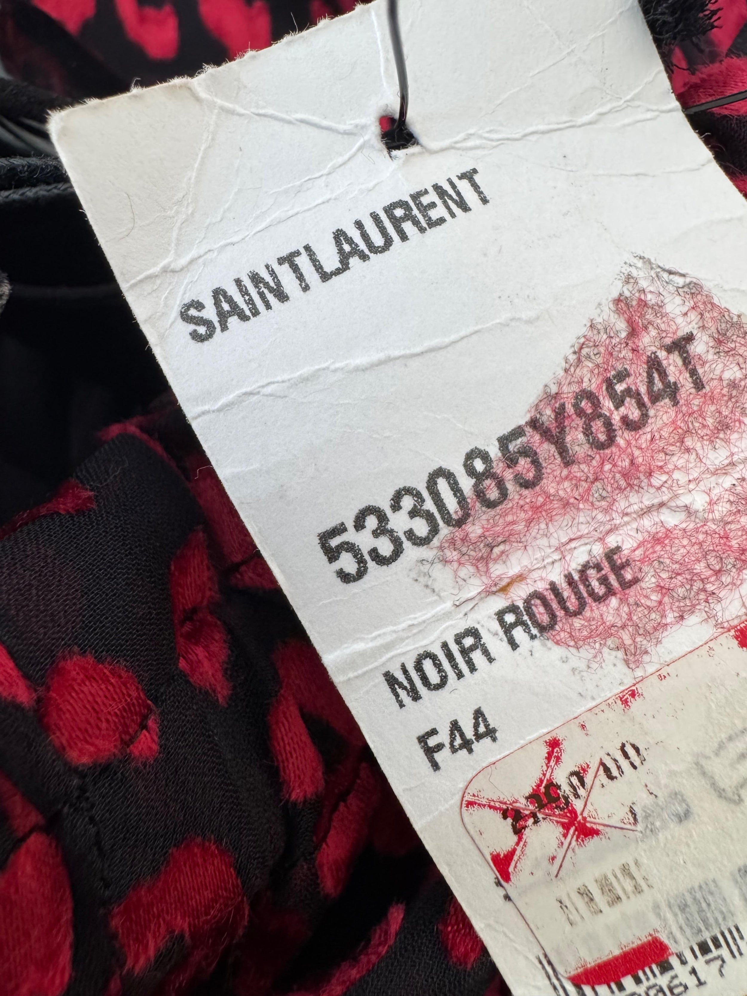 Saint Laurent Red Bardot Silk Mini Dress