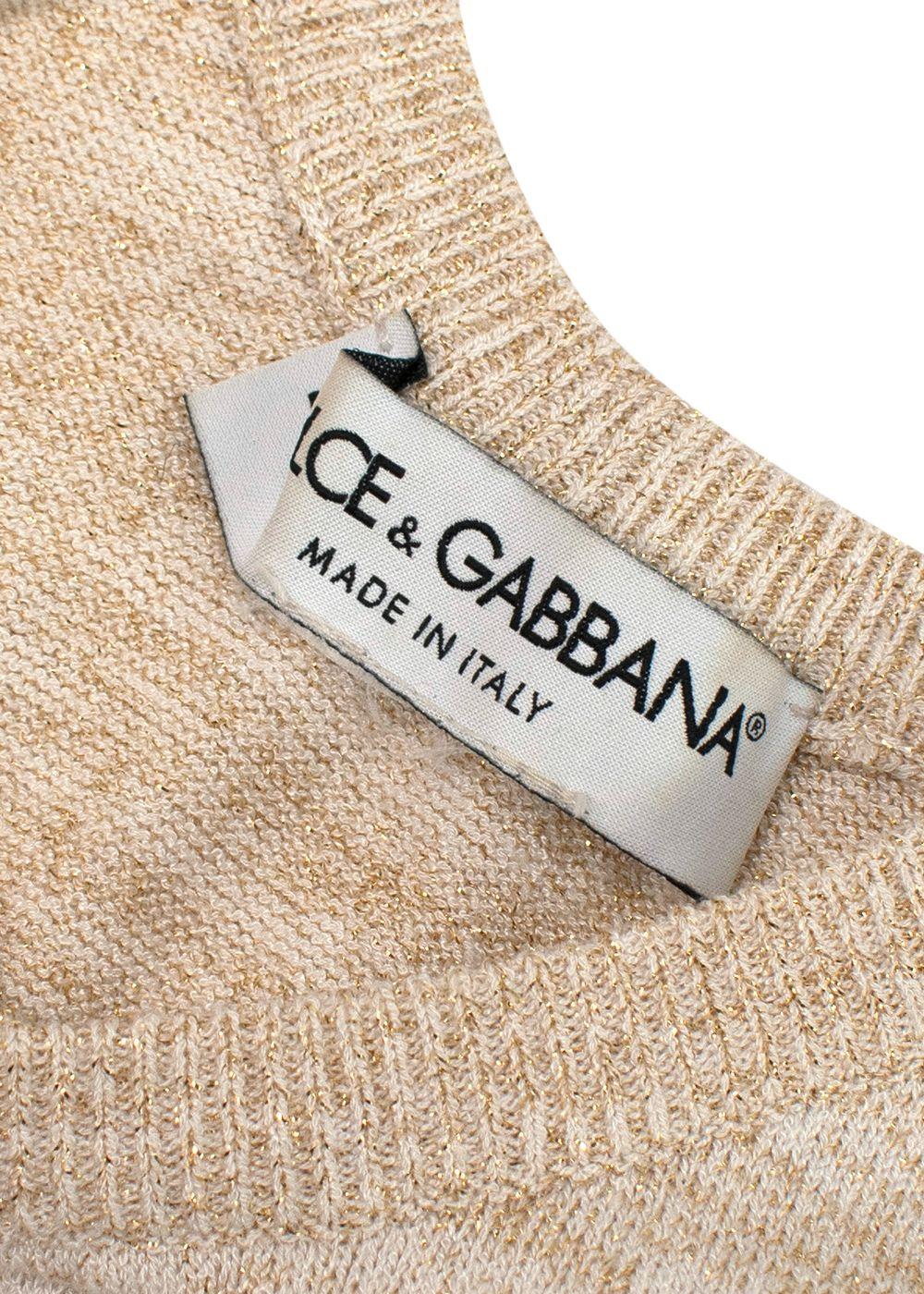 Dolce & Gabbana Golden Beige Cotton-blend Top