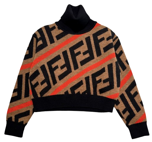 Fendi Kids Monogram Wool Turtle Neck Jumper