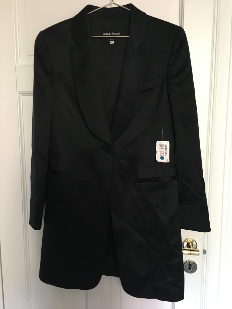 Black silk longline tuxedo jacket
