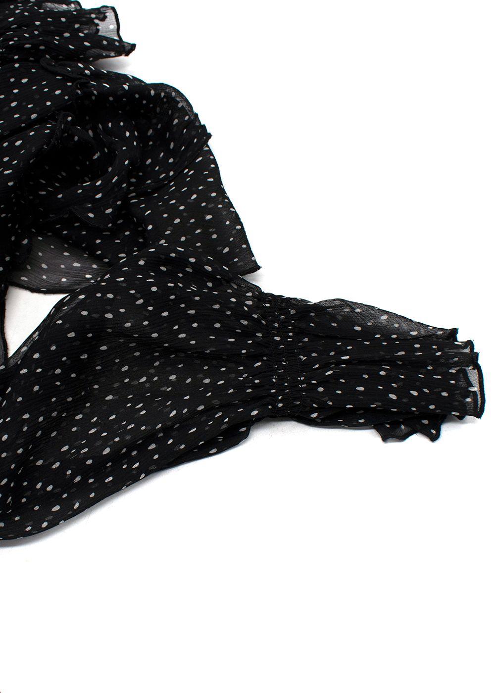 Diane Von Furstenberg Black Polkadot Chiffon Wrap Mini Dress
