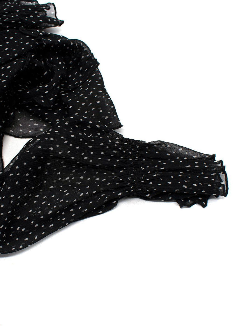 Diane Von Furstenberg Black Polkadot Chiffon Wrap Mini Dress