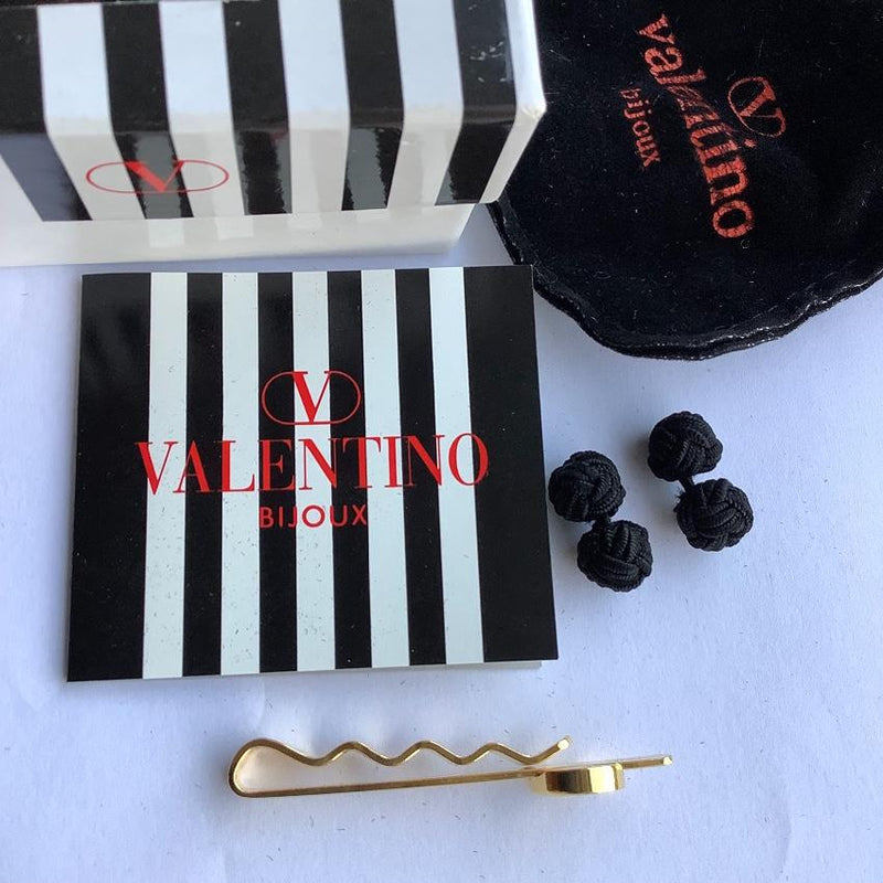Valentino Vintage Cufflinks & Tie Clip Set