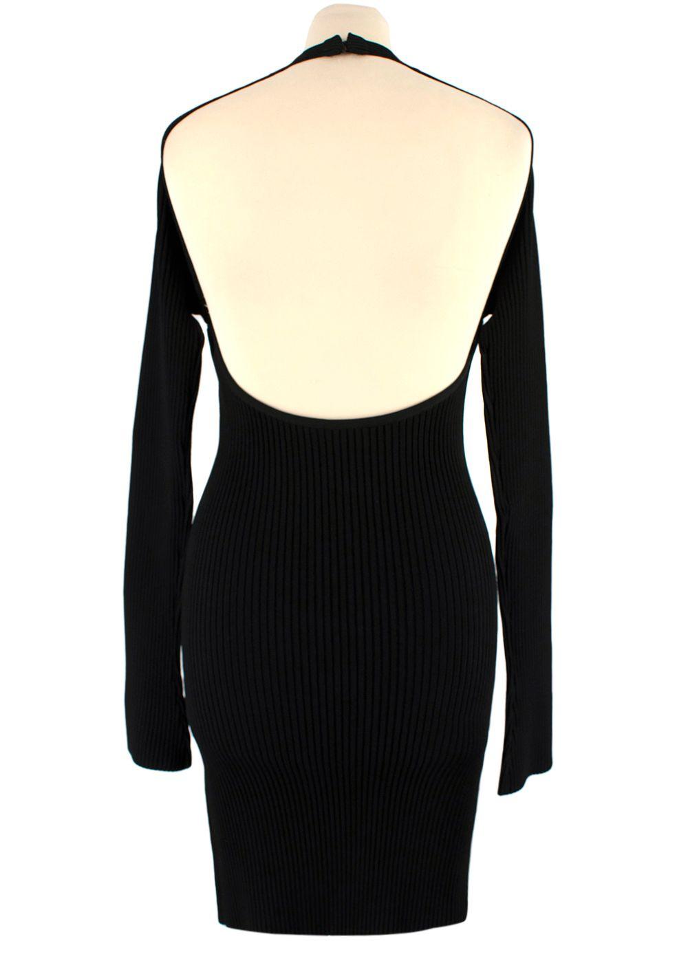 David Koma Black Ribbed Cut Out Mini Dress