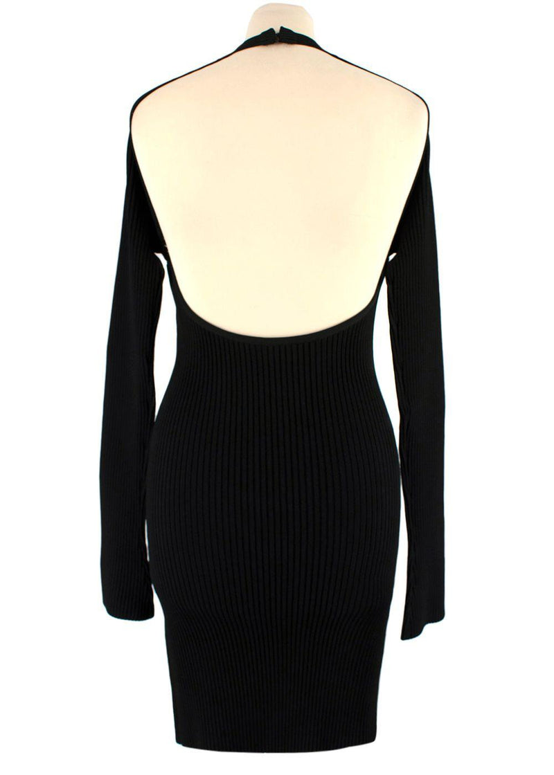 David Koma Black Ribbed Cut Out Mini Dress