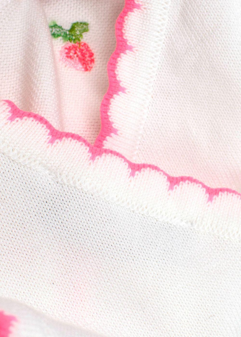 Baby Dior White & Pink Strawberry Embroidery Cardigan and Dress Set