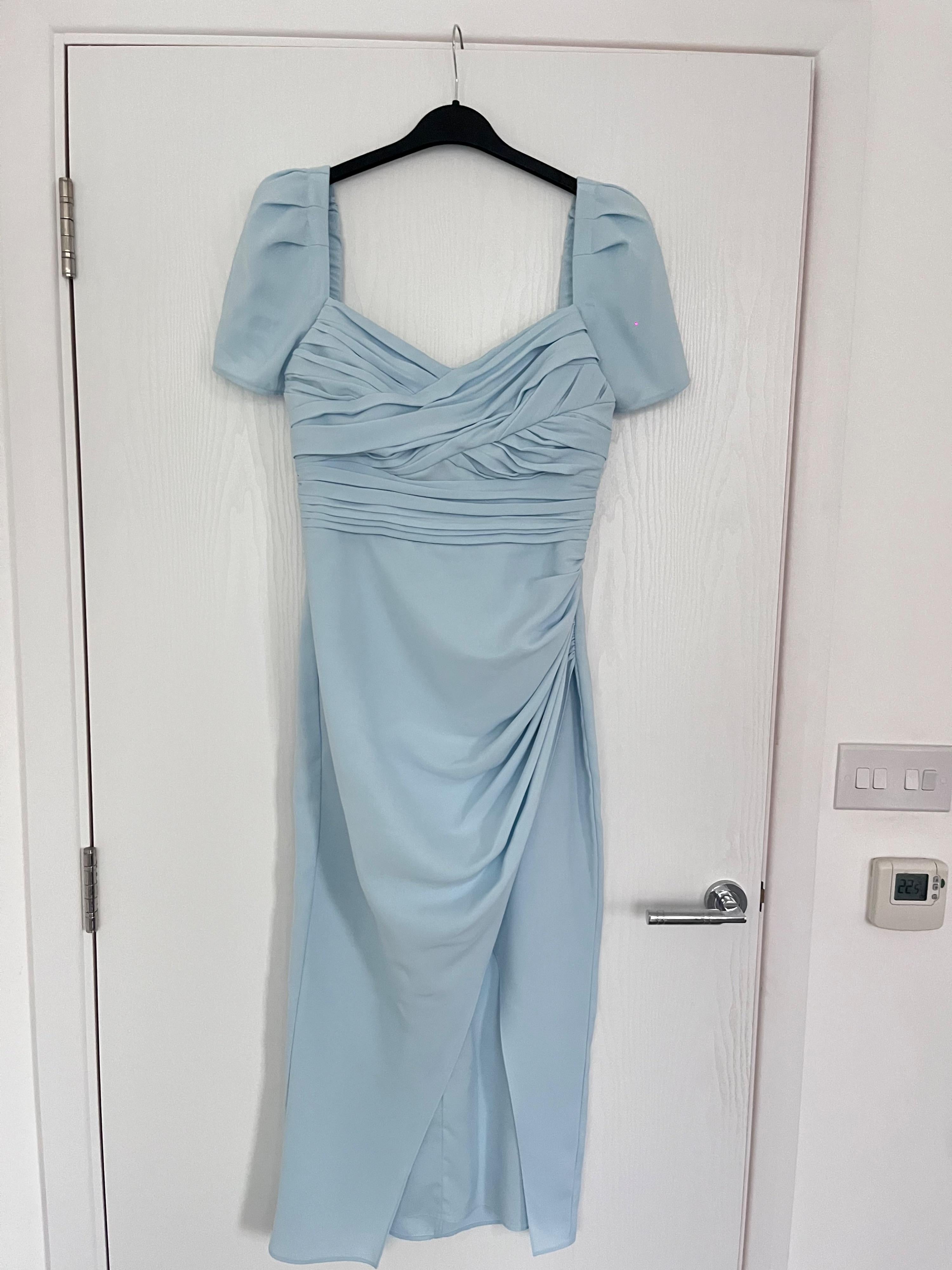 Blue Crepe Midi Dress