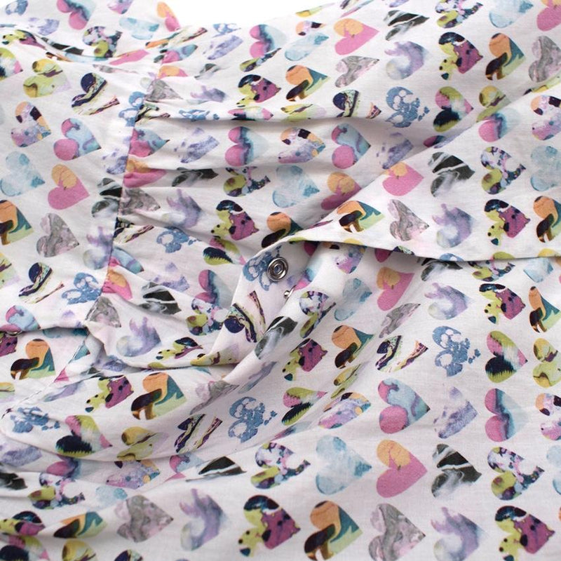 Fleurisse White Heart Print Cotton Smocking Embroidery Dress