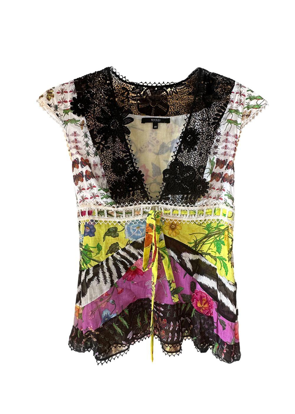 Gucci Floral Mixed Print Blouse