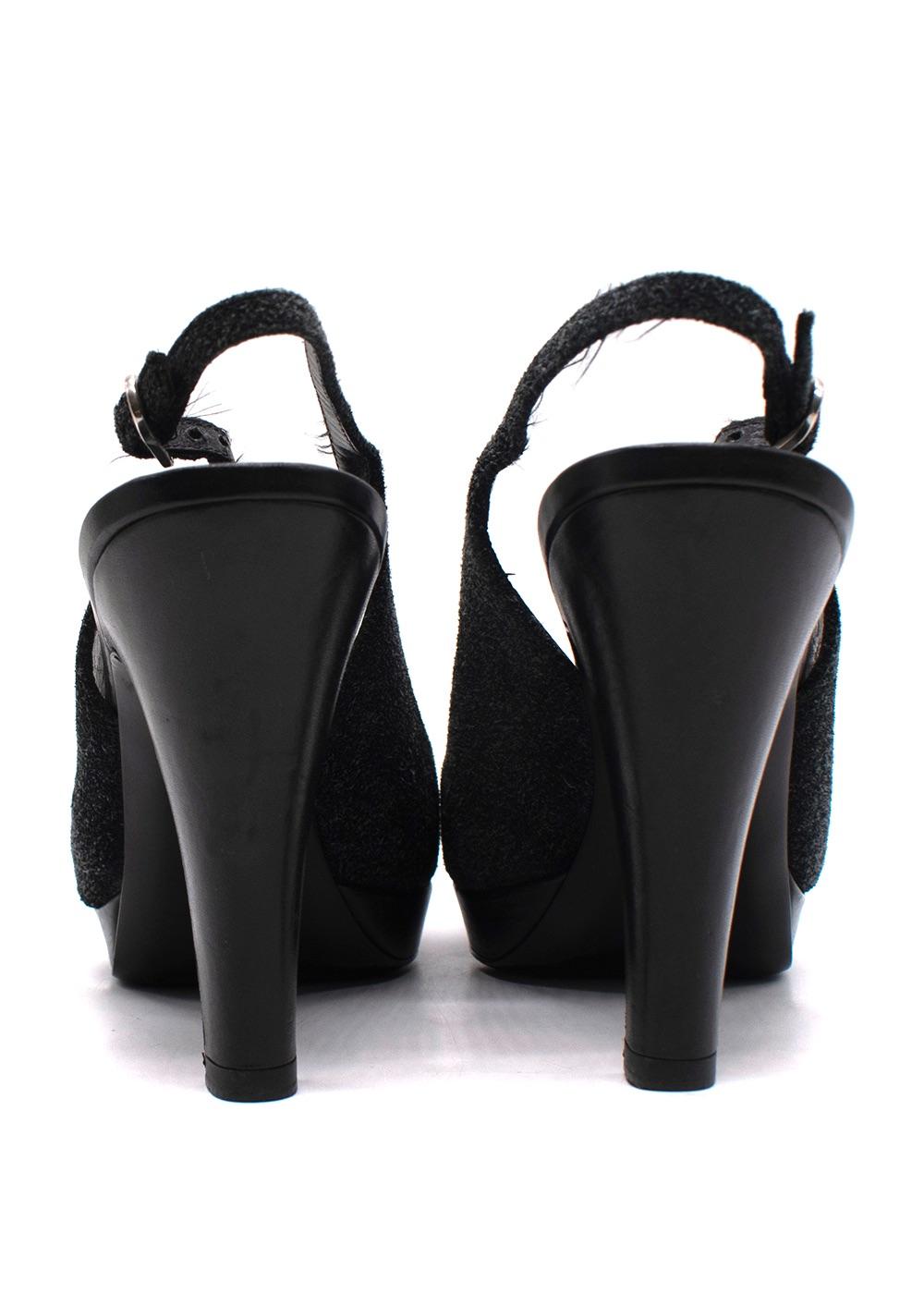 Chanel Grey Suede and Leather CC Cap Toe Slingback