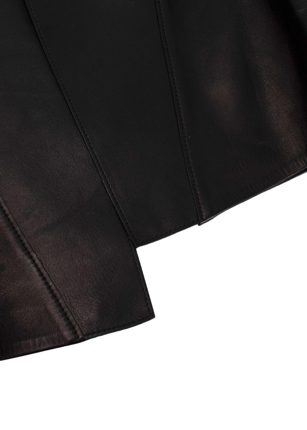 Alexander McQueen Black Leather Ruffled Sleeve Jacket