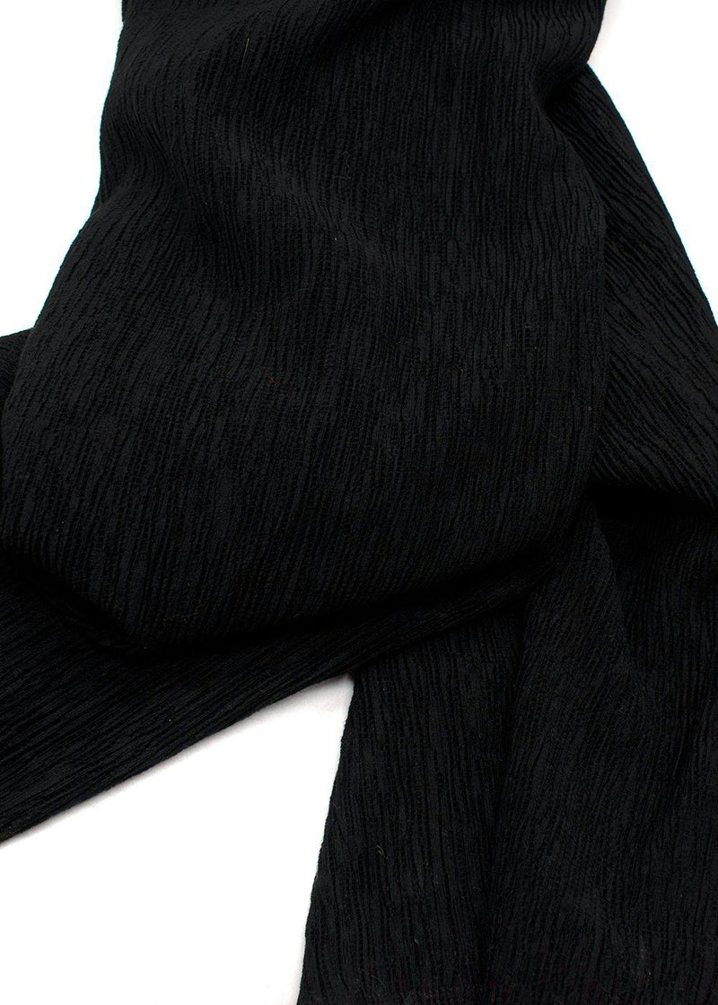 Eileen Fisher Black Woven Plissé Jumpsuit