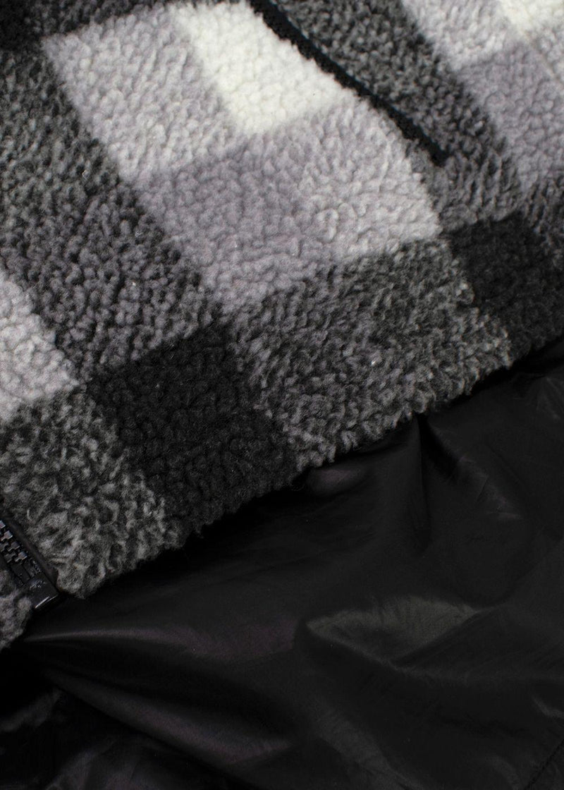 Stella McCartney Kids 10Y Plaid Grey Sherpa Fleece Jacket