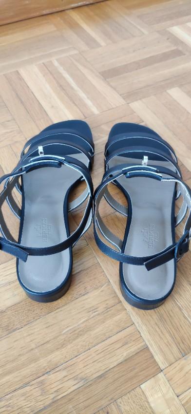 Hermes Black Leather Transat Sandals