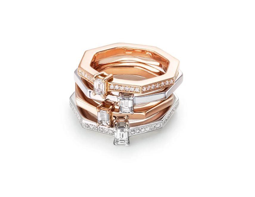 Zuzana Spustova  4 Diamond  Stack Rings US size 4.5