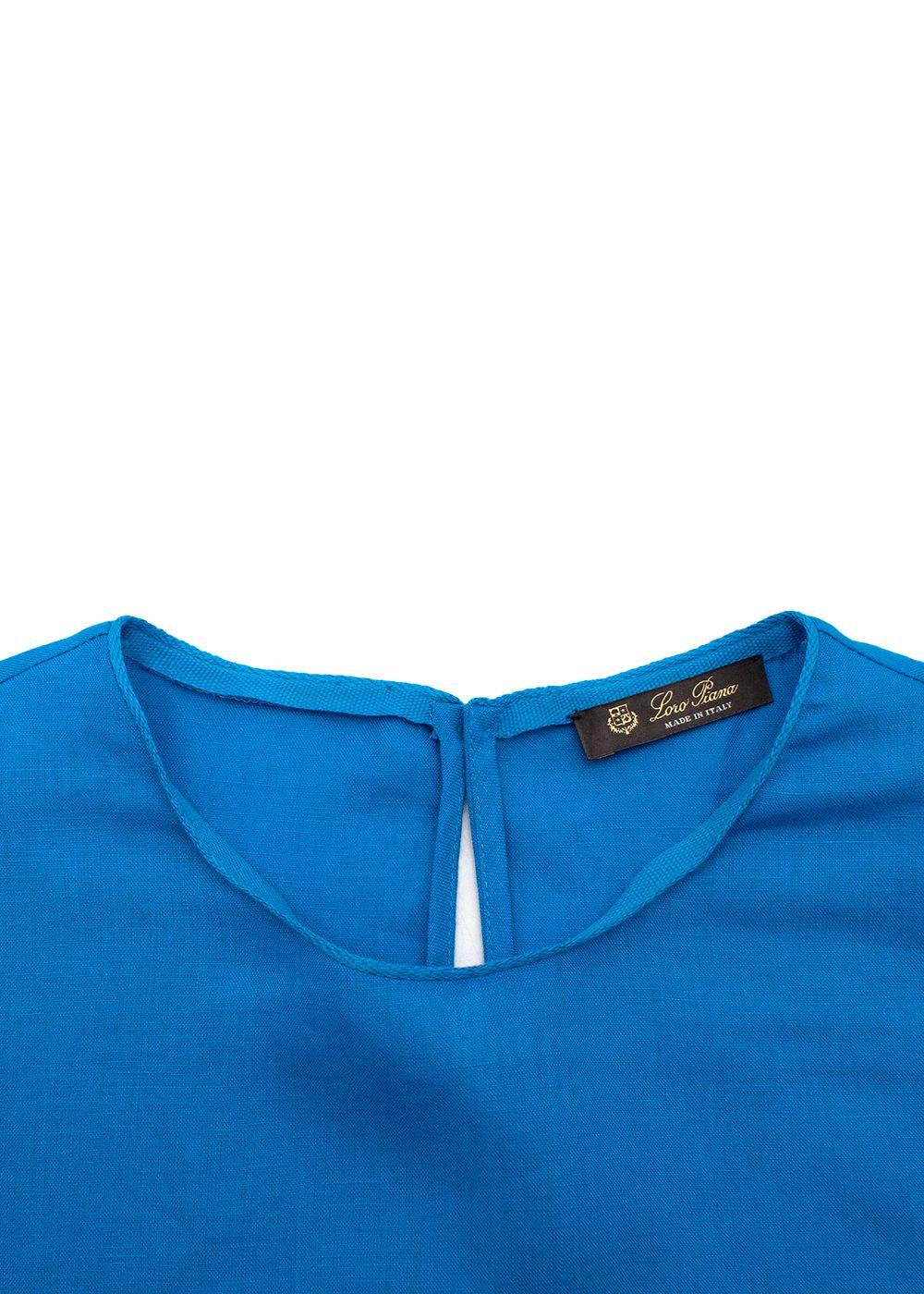 Loro Piana Blue flax embroidered hem shift dress