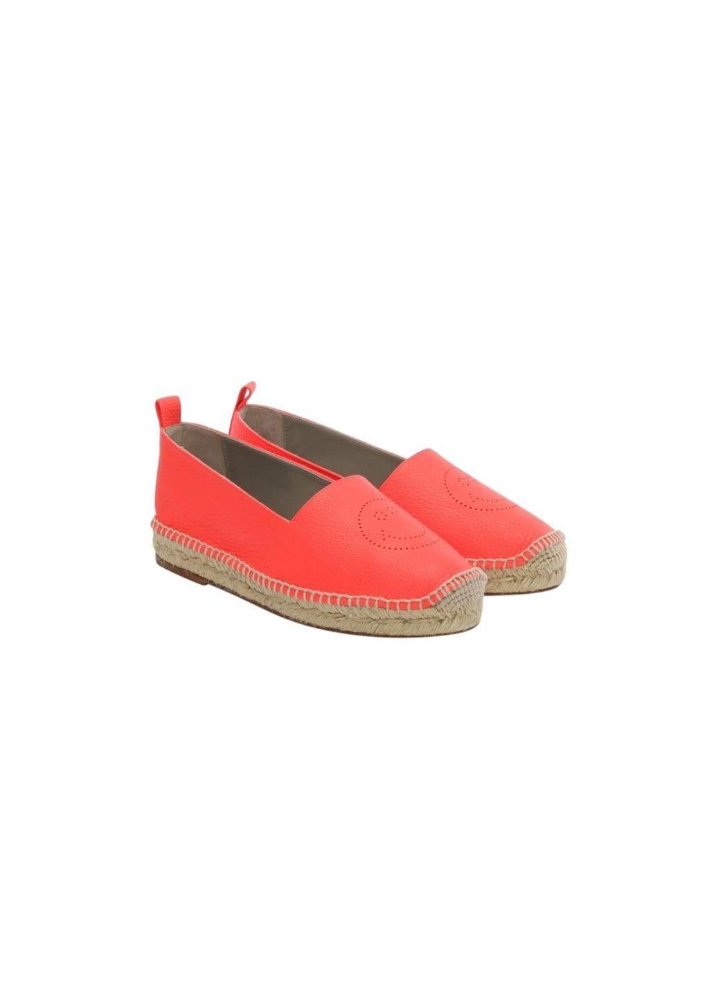 Smiley Neon Coral Leather Espadrille