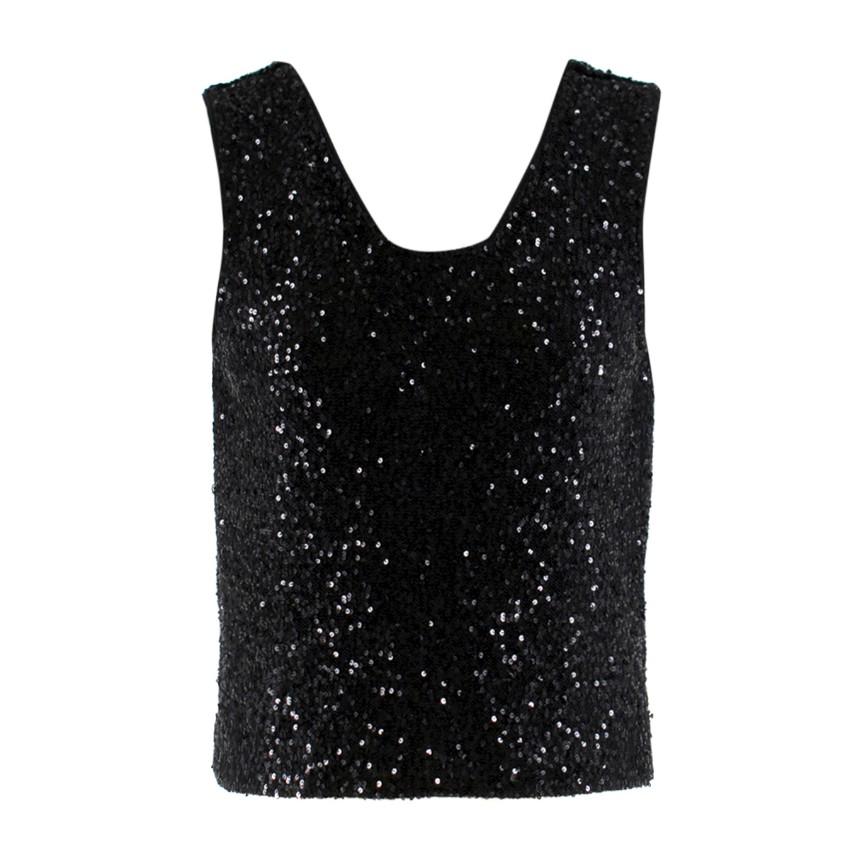 Bespoke Black Sequin Sleeveless Top