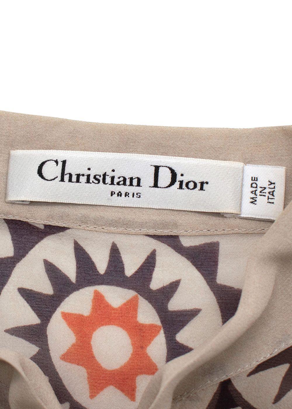 Dior Multicoloured Sheer Pussybow Silk Blouse