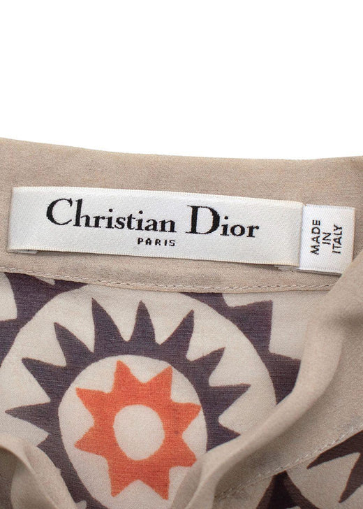 Dior Multicoloured Sheer Pussybow Silk Blouse