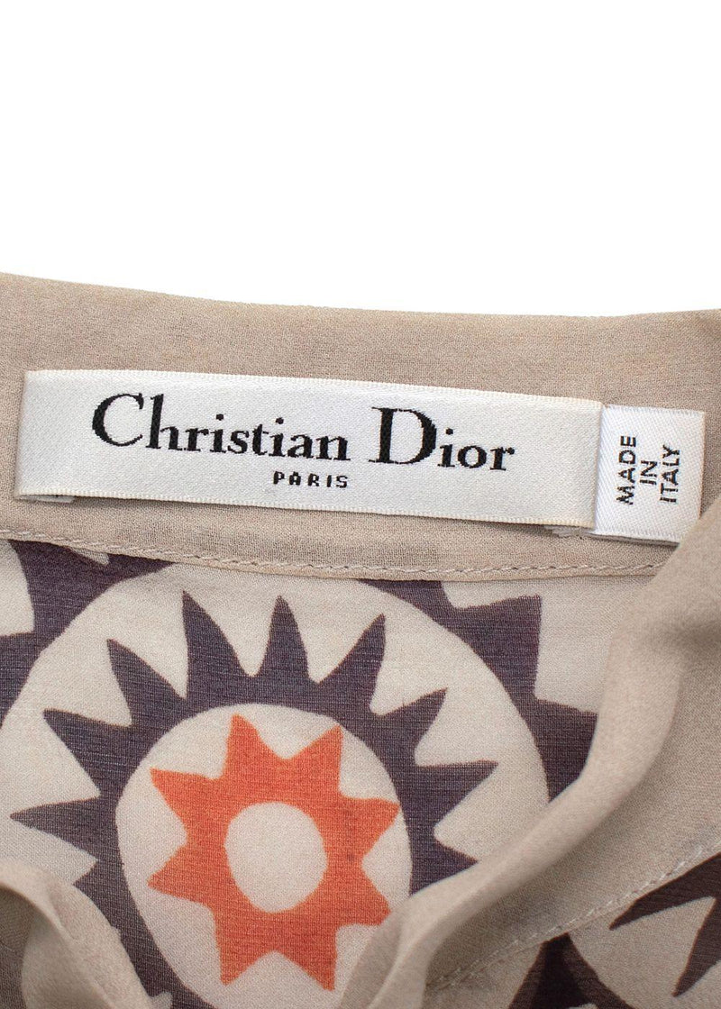 Dior Multicoloured Sheer Pussybow Silk Blouse