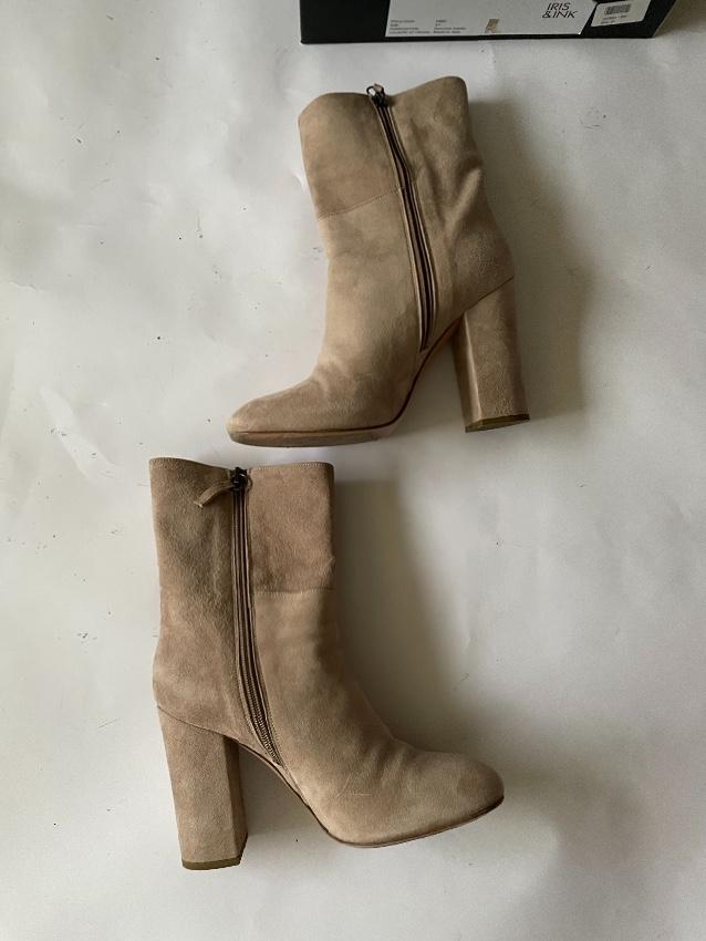 Iris and Ink light beige suede ankle boots