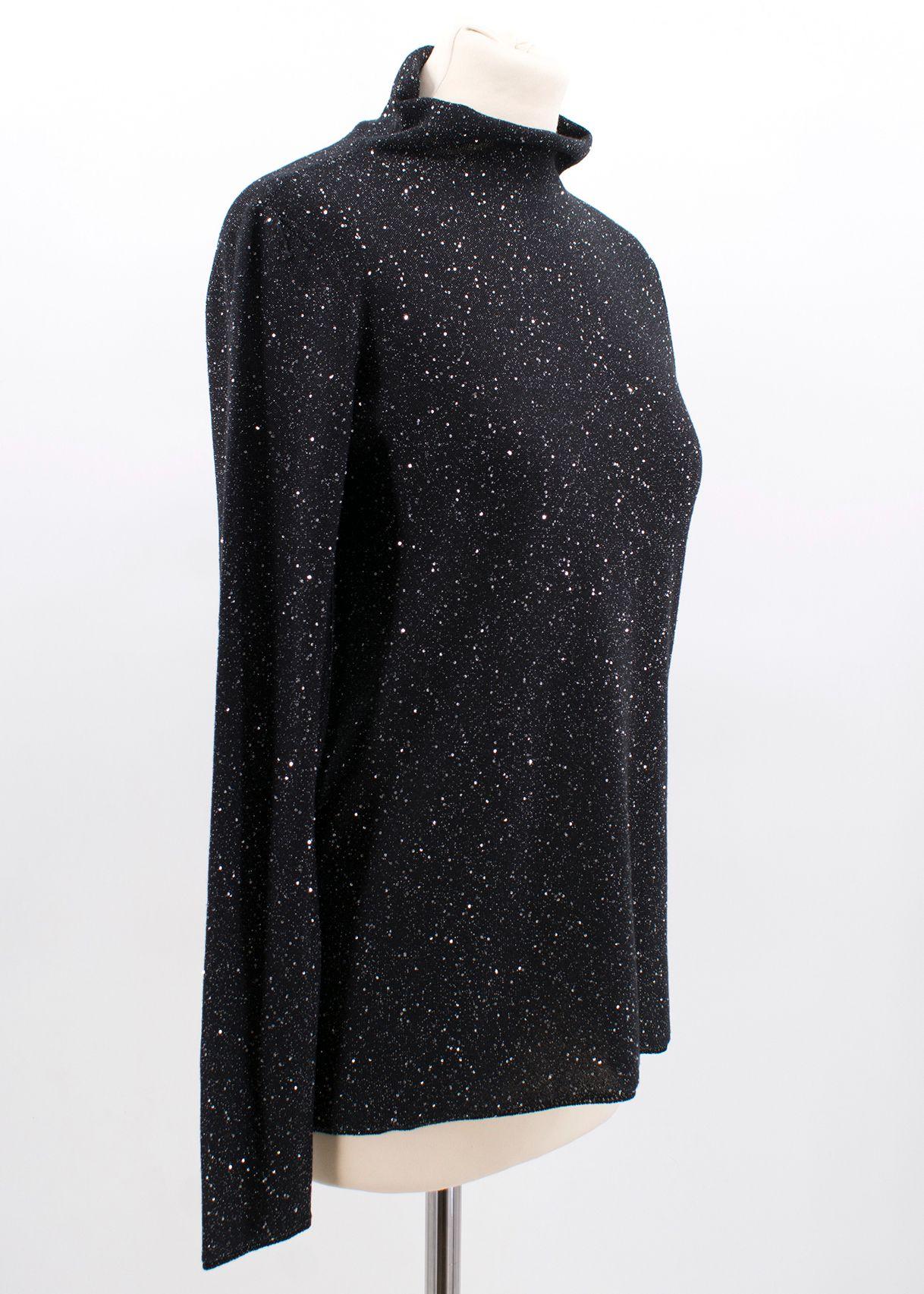 Sequin Polo Neck Silk Blend Knit Jumper