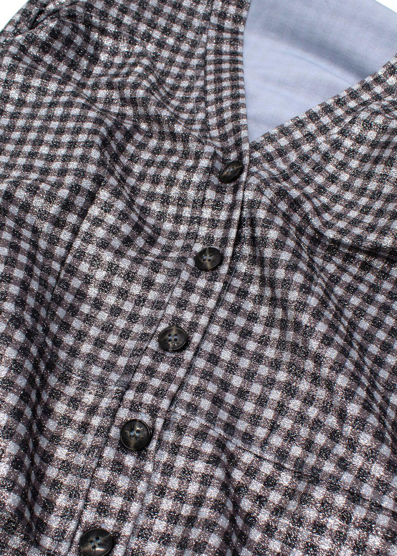 Ganni Metallic Gingham Cardigan