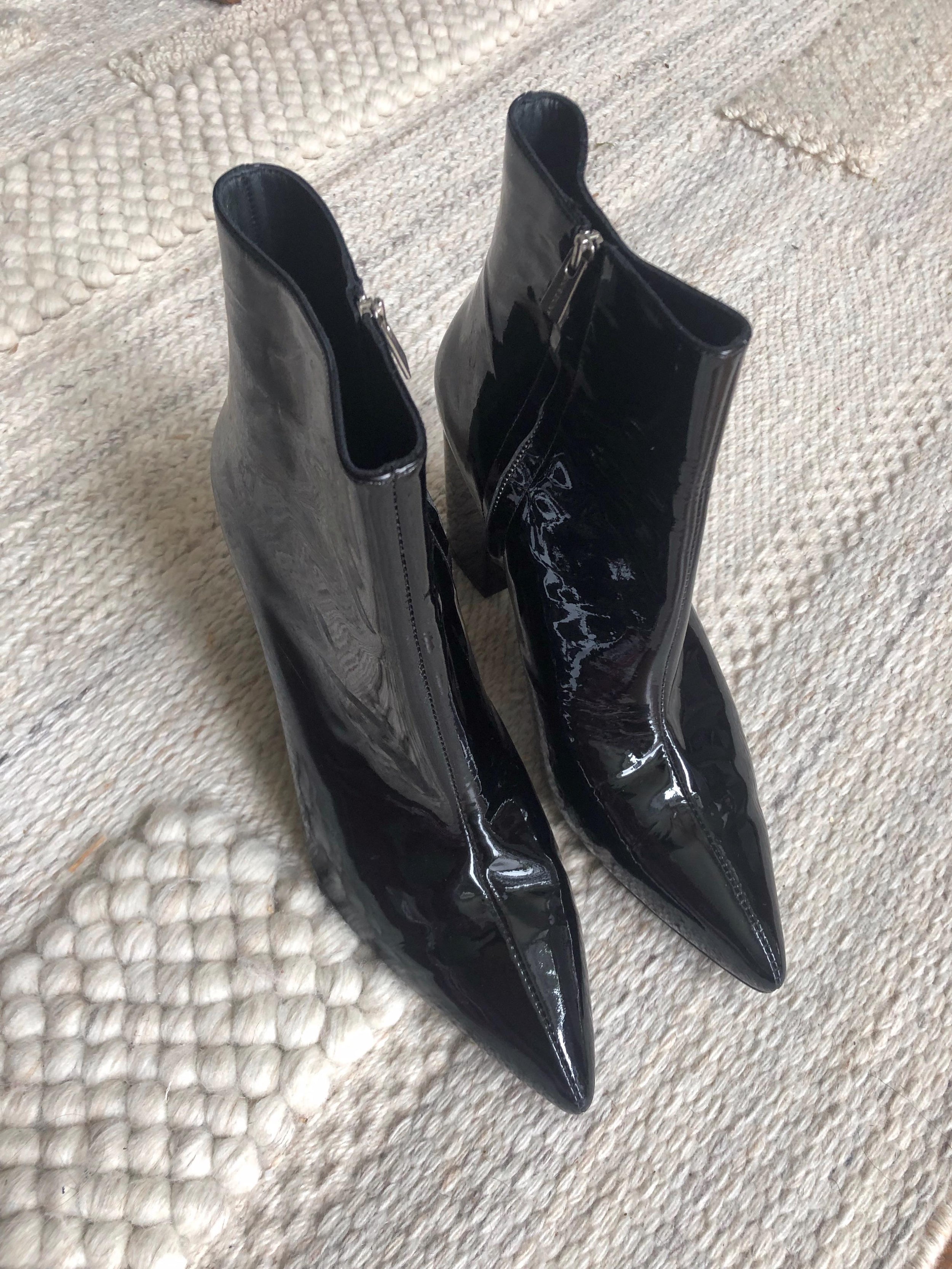 Black Patent Ankle Boots