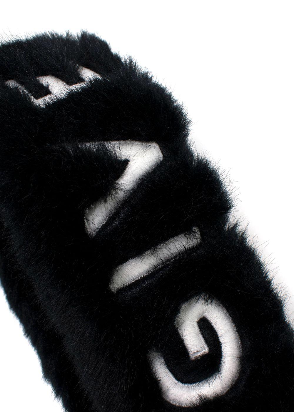 Givenchy Black Faux Fur and Leather Logo Bag Strap