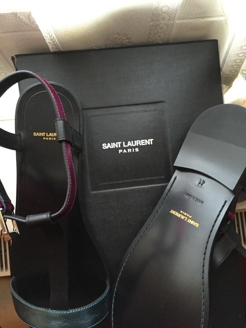 SAINT LAURENT Nu Pied T-strap Flat Sandal Shoe Flat