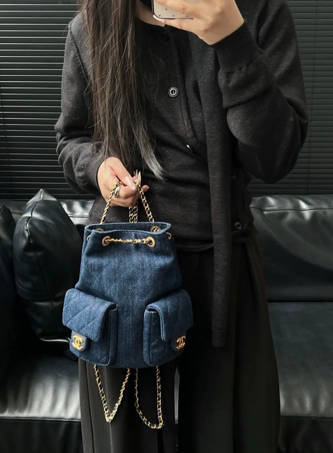 Chanel Blue Denim Backpack