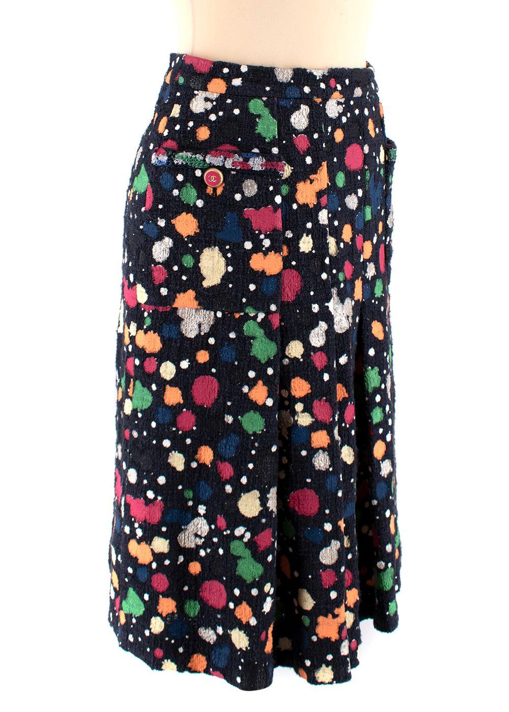 Chanel Cotton Tweed Hand Painted Multicoloured Skirt